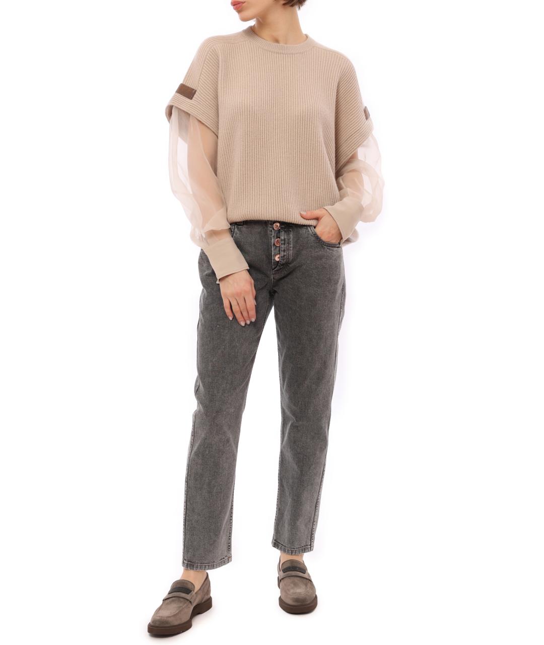 BRUNELLO CUCINELLI Бежевый кашемировый джемпер / свитер, фото 2