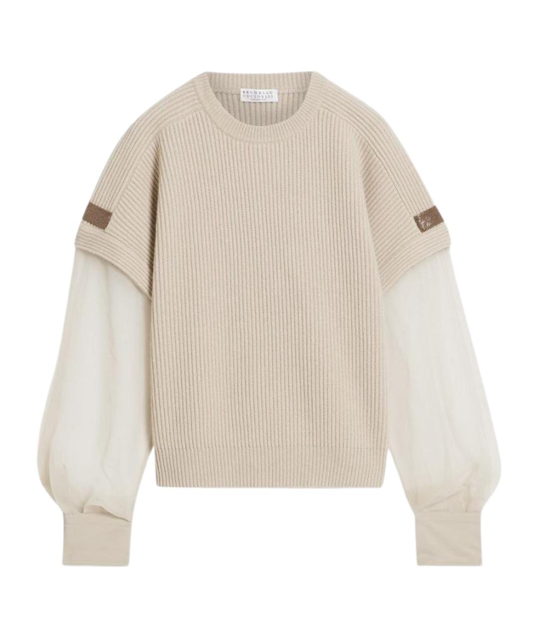 BRUNELLO CUCINELLI Бежевый кашемировый джемпер / свитер, фото 1