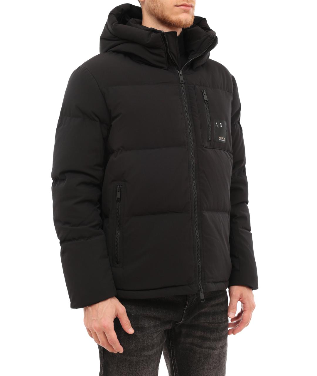 ARMANI EXCHANGE Черный полиэстеровый пуховик, фото 5