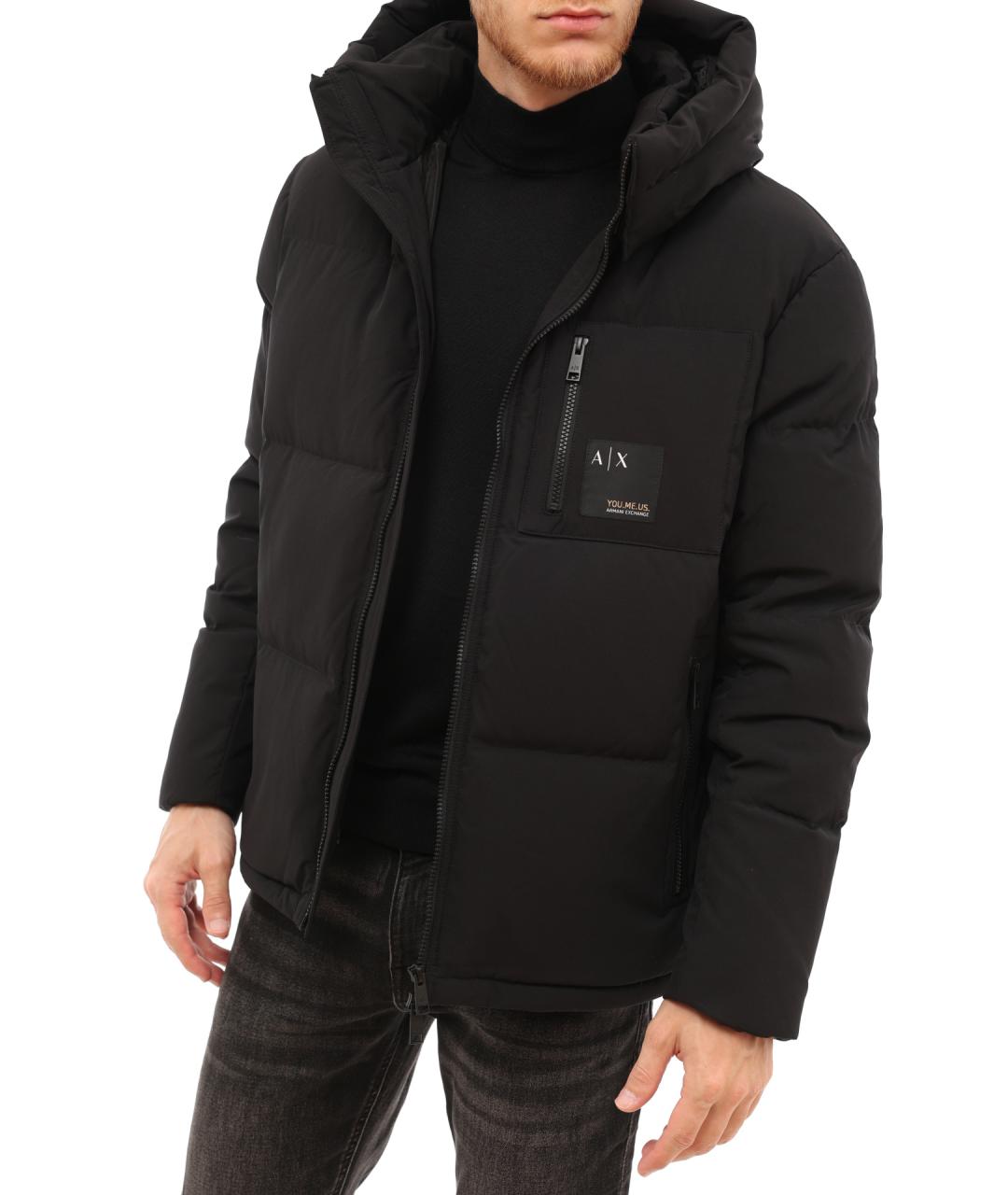 ARMANI EXCHANGE Черный полиэстеровый пуховик, фото 2