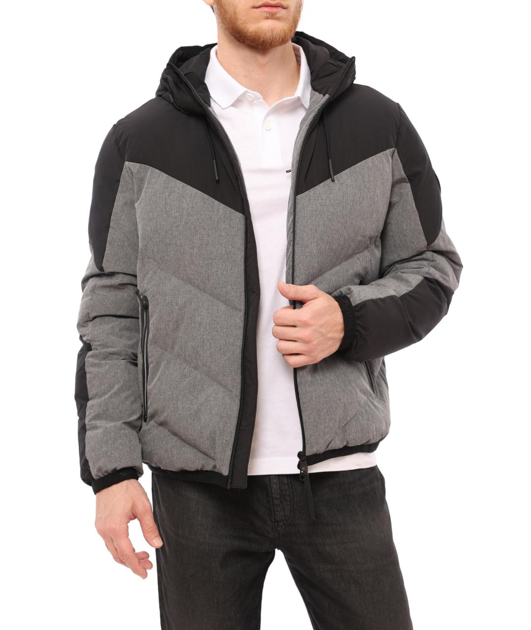 EA7 Серый полиэстеровый пуховик, фото 3