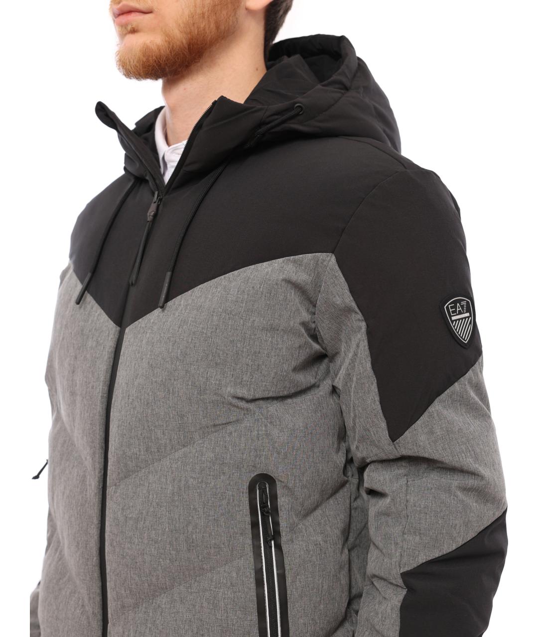 EA7 Серый полиэстеровый пуховик, фото 2