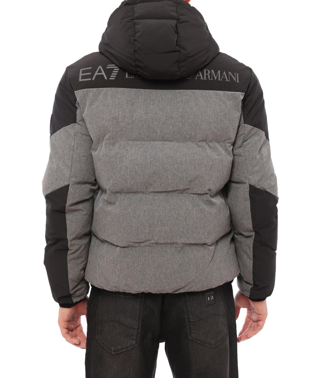 EA7 Серый полиэстеровый пуховик, фото 4