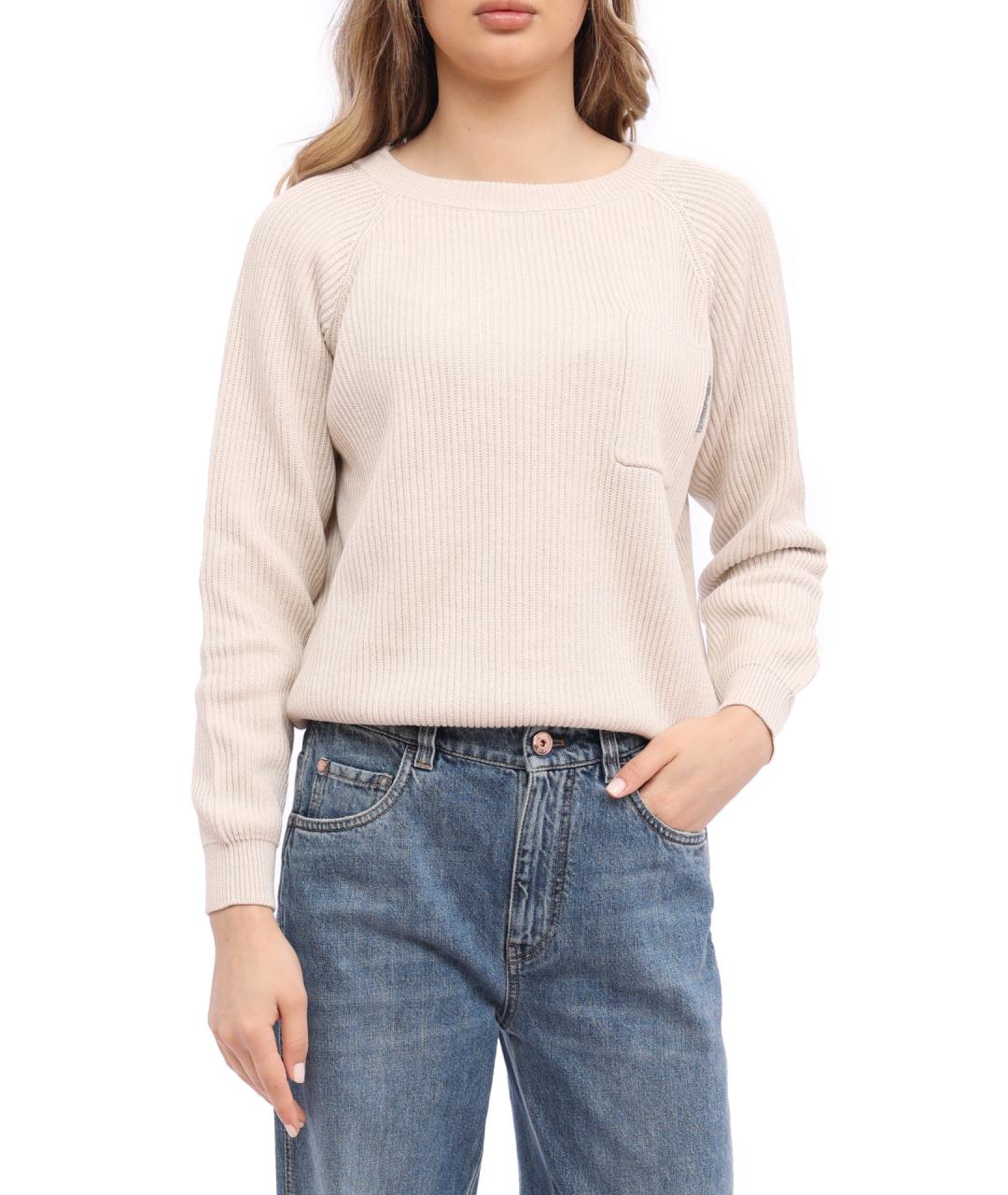 BRUNELLO CUCINELLI Бежевый хлопковый джемпер / свитер, фото 1