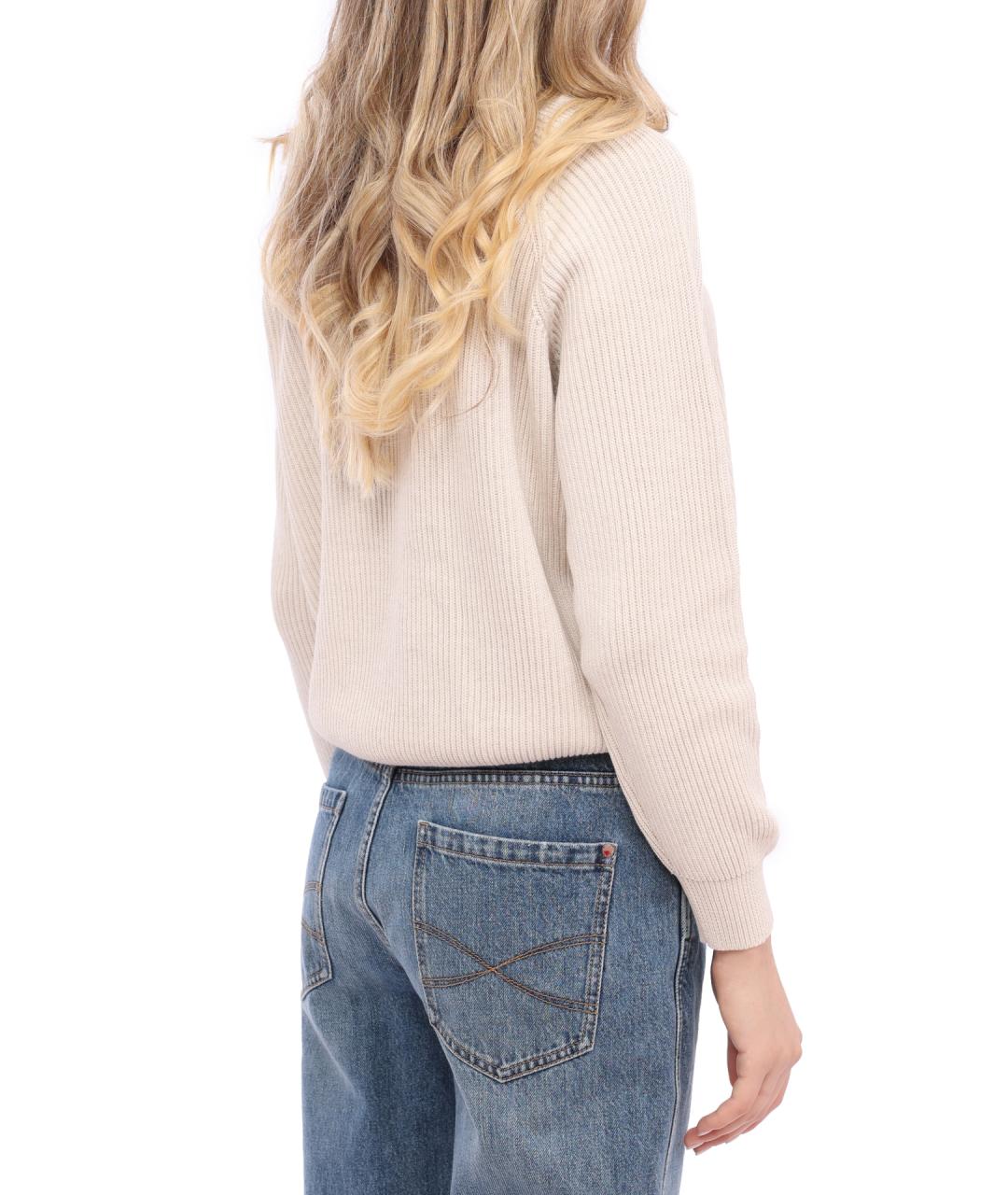 BRUNELLO CUCINELLI Бежевый хлопковый джемпер / свитер, фото 6