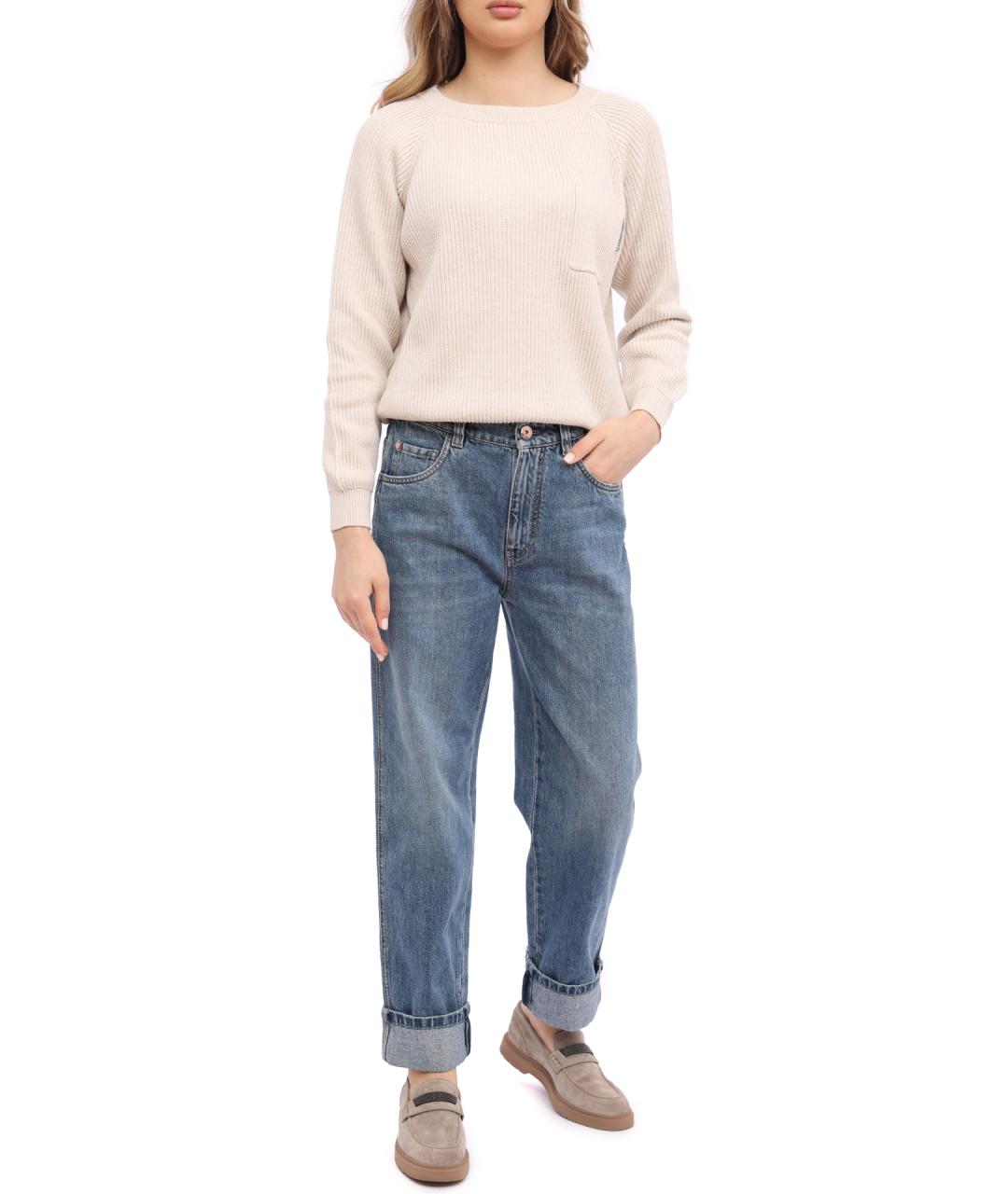 BRUNELLO CUCINELLI Бежевый хлопковый джемпер / свитер, фото 2