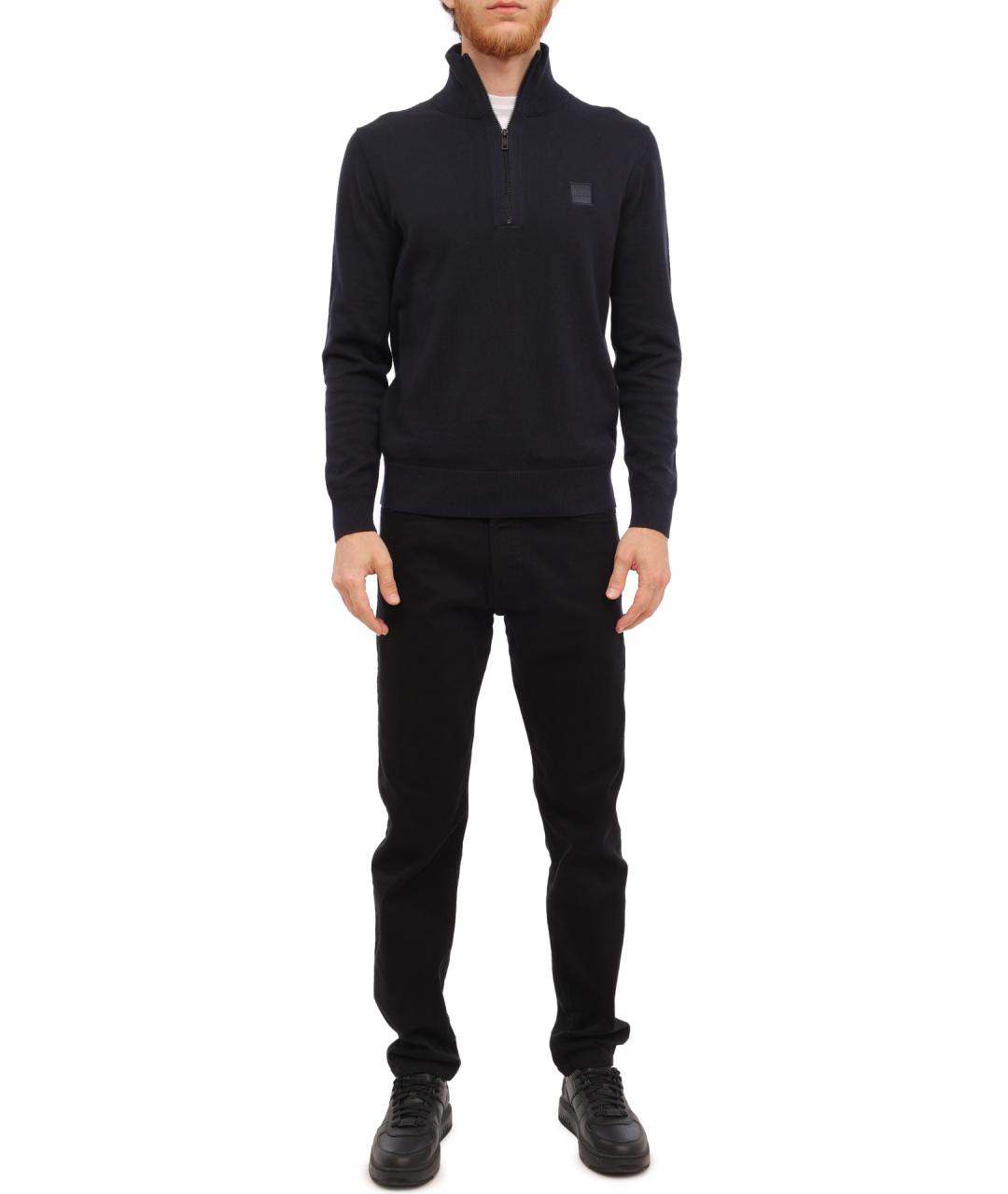 HUGO BOSS Темно-синий хлопковый джемпер / свитер, фото 2