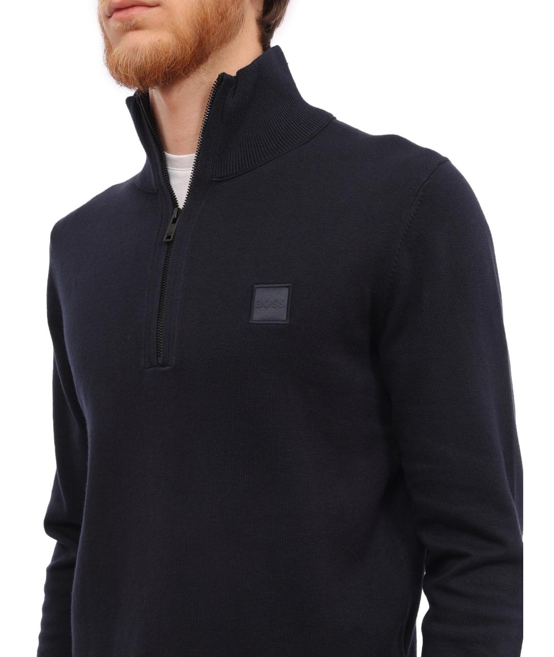 HUGO BOSS Темно-синий хлопковый джемпер / свитер, фото 4