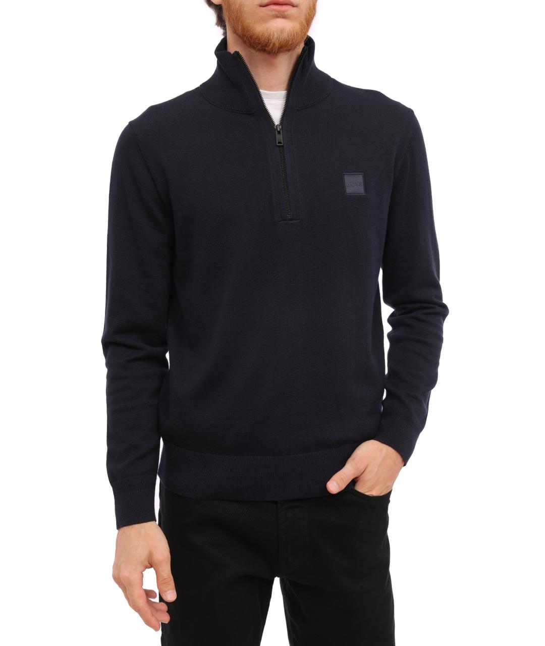 HUGO BOSS Темно-синий хлопковый джемпер / свитер, фото 1