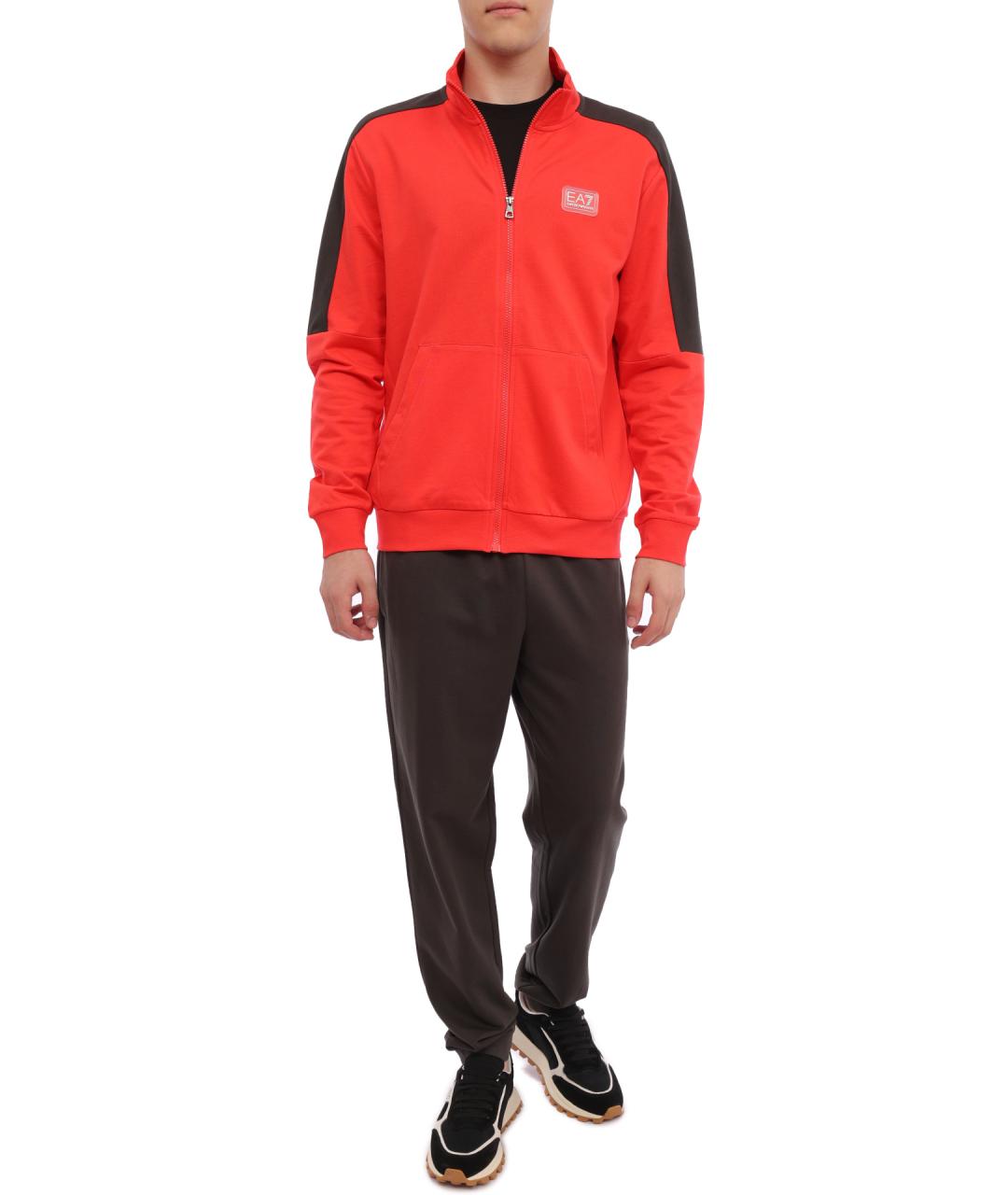 EA7 Красный хлопковый спортивный костюм, фото 1