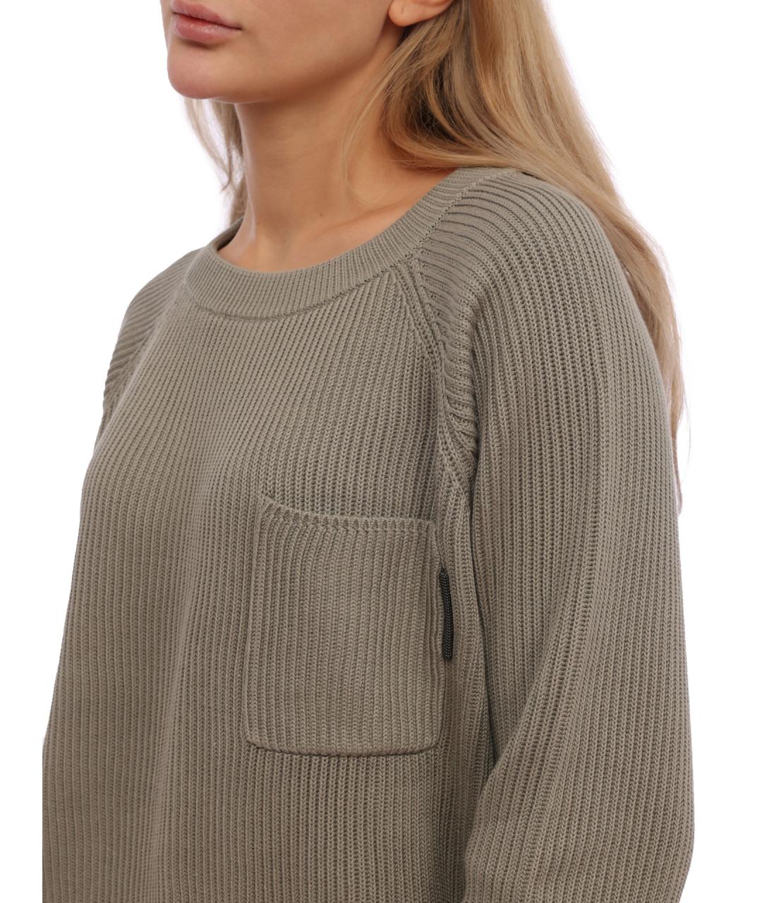 BRUNELLO CUCINELLI Зеленый хлопковый джемпер / свитер, фото 3