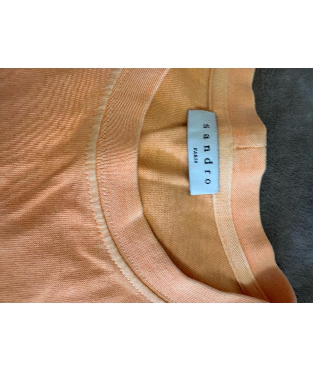 SANDRO Оранжевая хлопковая футболка, фото 2