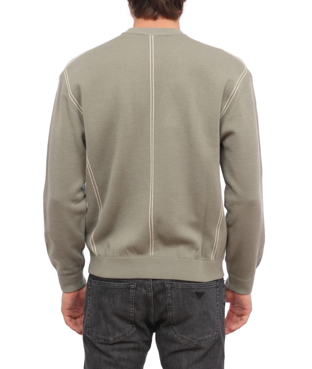 EMPORIO ARMANI Хаки шерстяной джемпер / свитер, фото 5