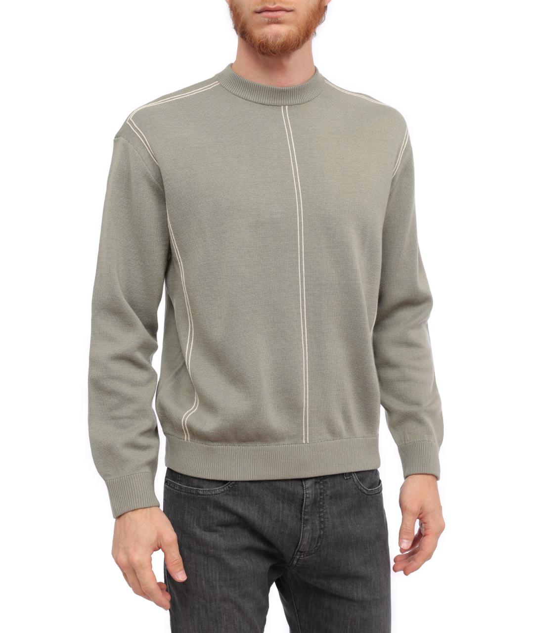 EMPORIO ARMANI Хаки шерстяной джемпер / свитер, фото 1