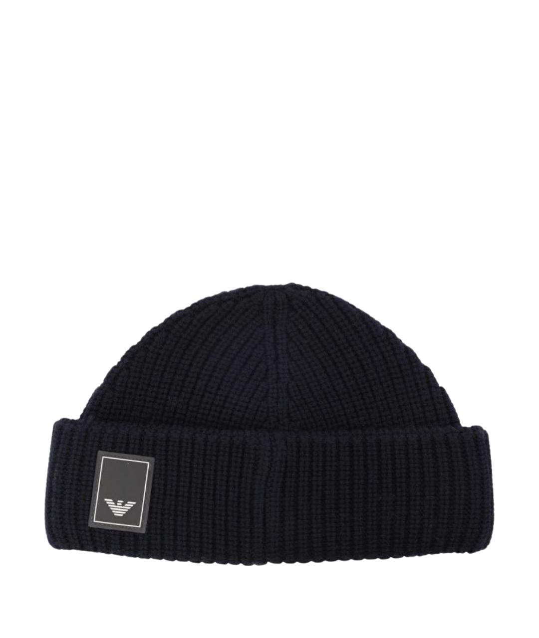 EMPORIO ARMANI Синяя шерстяная шапка, фото 1