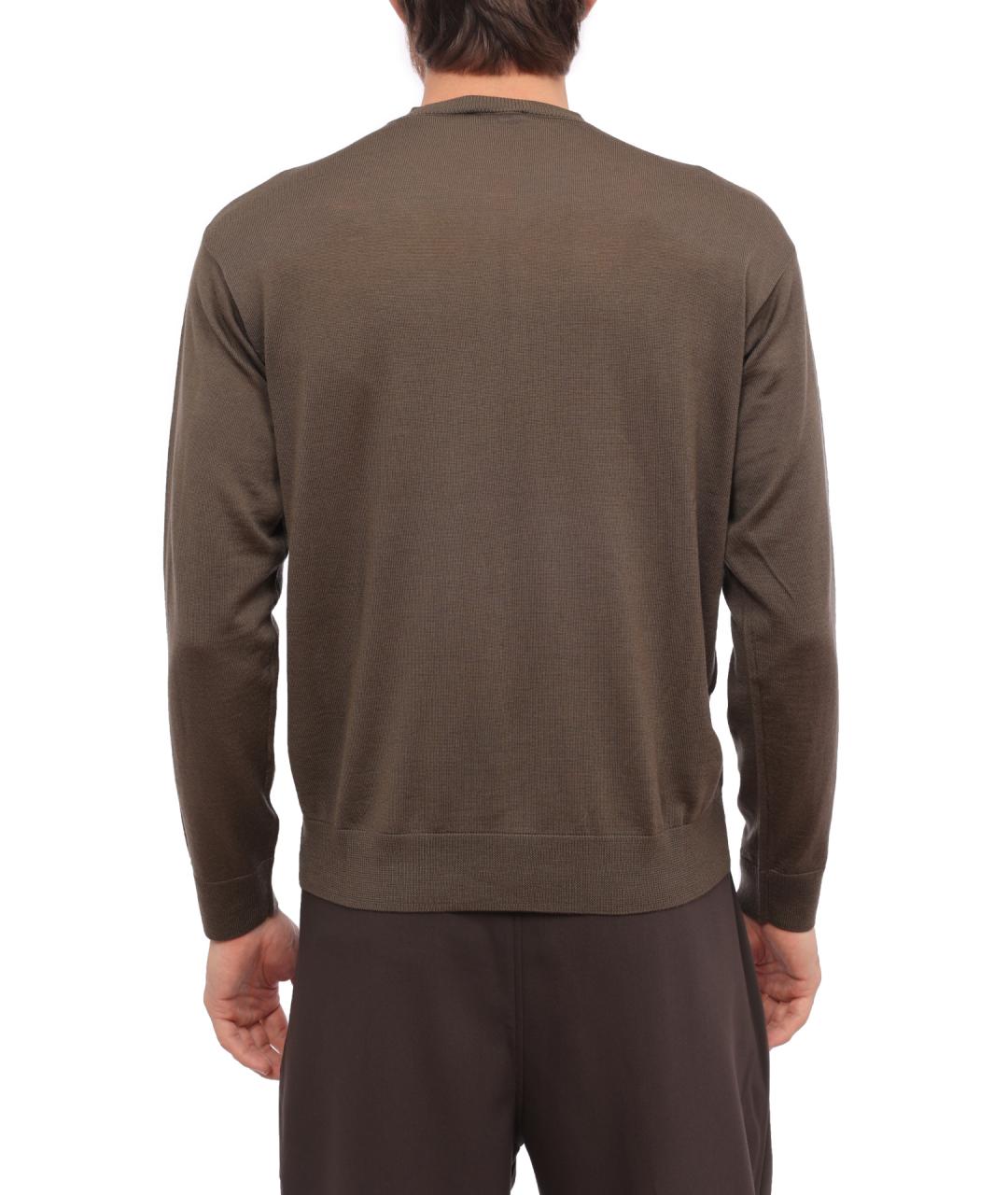 EMPORIO ARMANI Коричневый шерстяной джемпер / свитер, фото 5