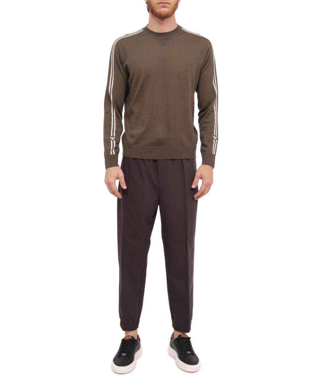 EMPORIO ARMANI Коричневый шерстяной джемпер / свитер, фото 2