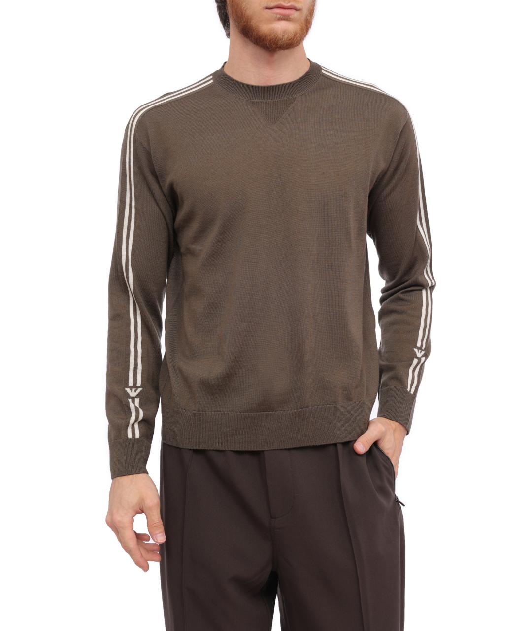 EMPORIO ARMANI Коричневый шерстяной джемпер / свитер, фото 1