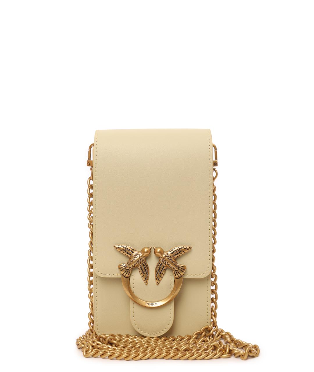 PINKO Бежевая кожаная сумка через плечо, фото 4