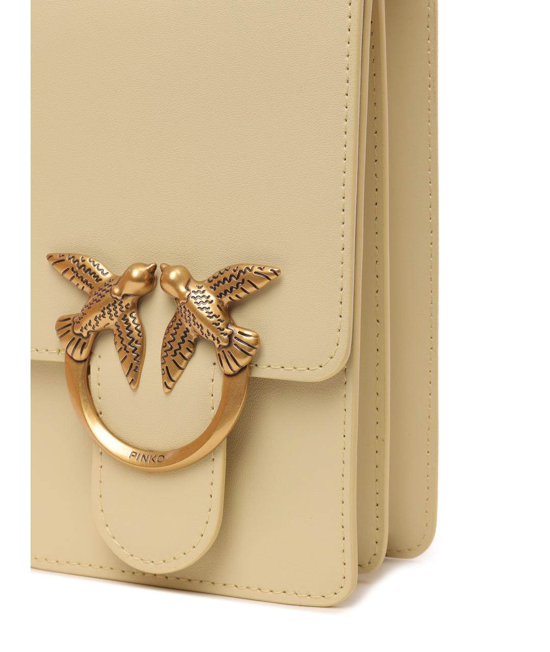PINKO Бежевая кожаная сумка через плечо, фото 5