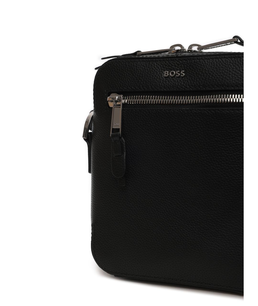 HUGO BOSS Черная кожаная сумка на плечо, фото 5