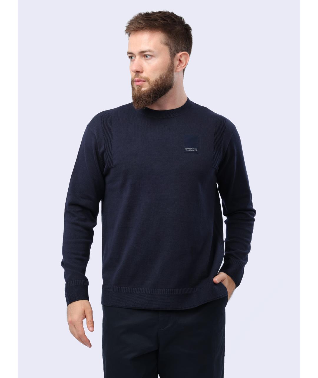 ARMANI EXCHANGE Синий хлопковый джемпер / свитер, фото 7