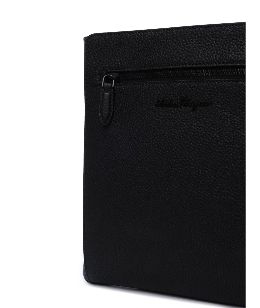 FERRAGAMO Черная кожаная сумка на плечо, фото 4