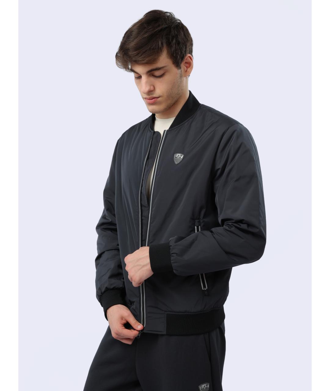 EA7 Темно-синяя полиамидовая куртка, фото 4