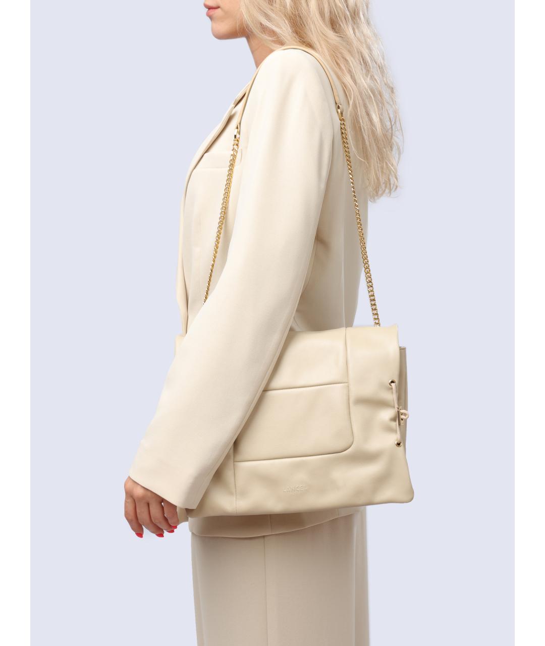 LANCEL Белая кожаная сумка через плечо, фото 2