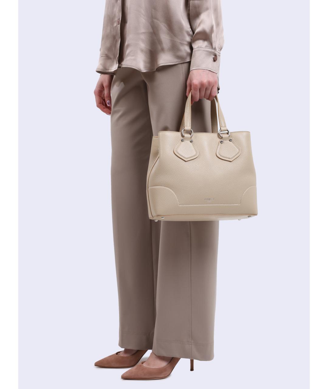 LANCEL Бежевая кожаная сумка тоут, фото 2