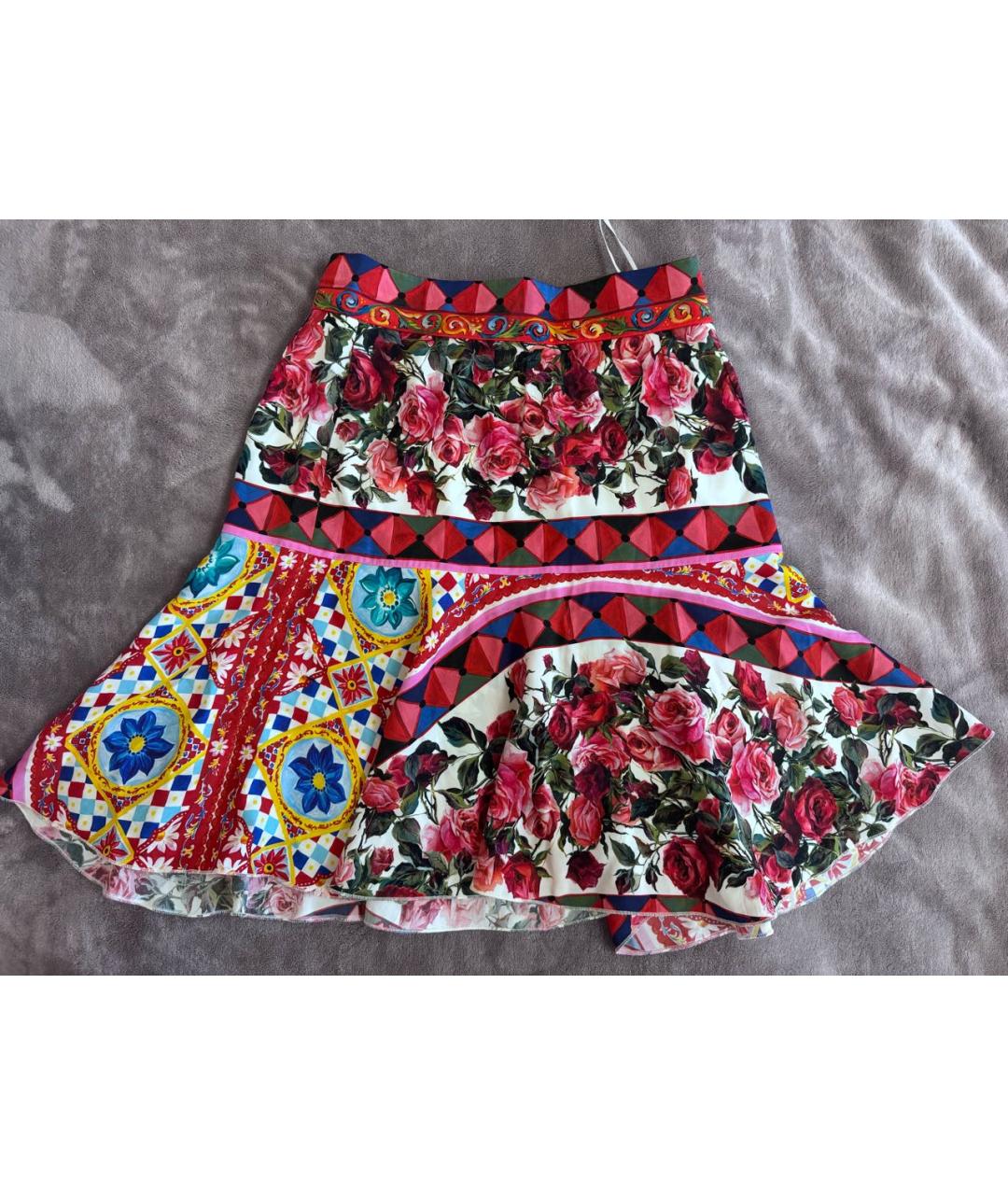 DOLCE&GABBANA Красная шелковая юбка миди, фото 3