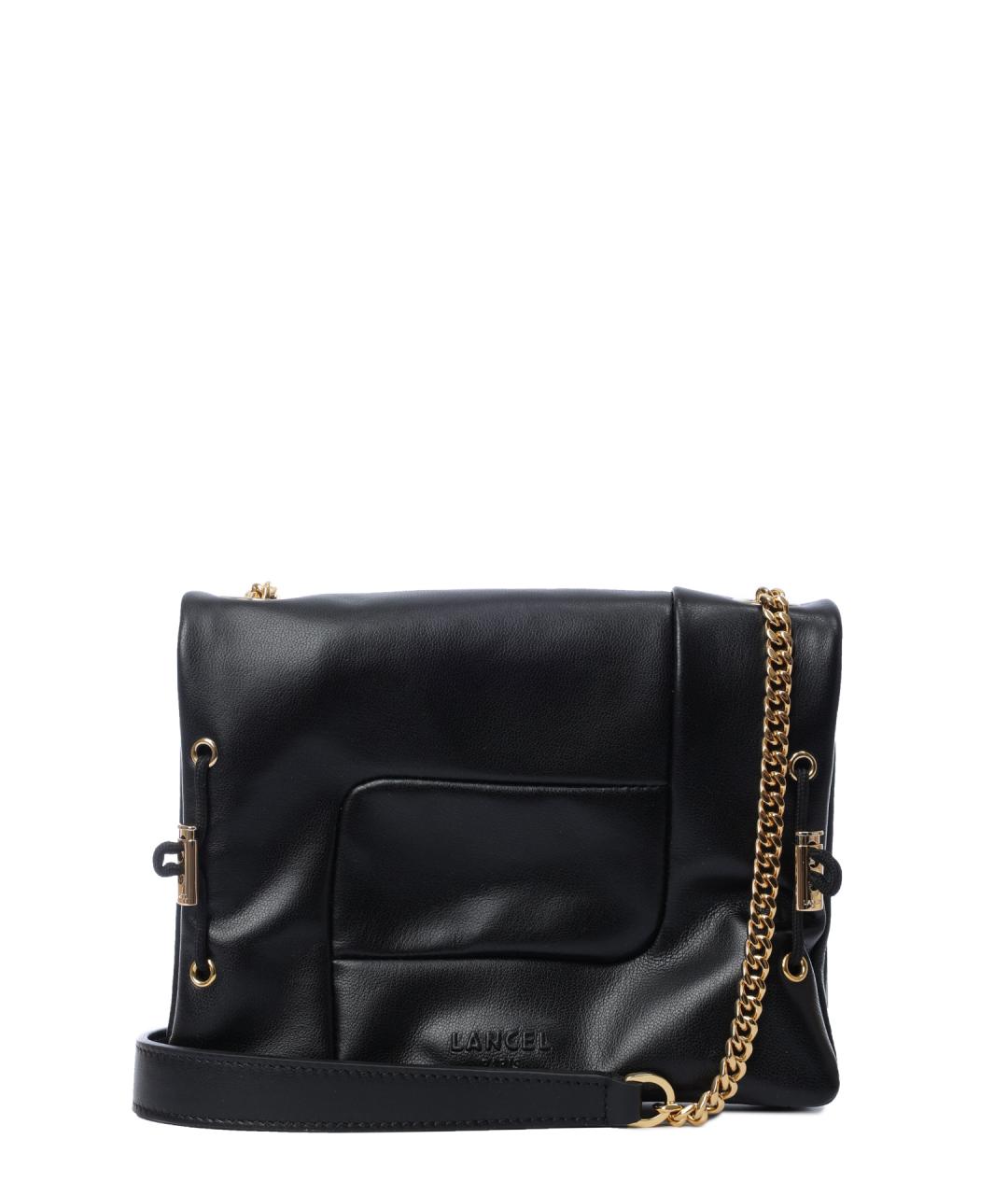 LANCEL Черная кожаная сумка через плечо, фото 5