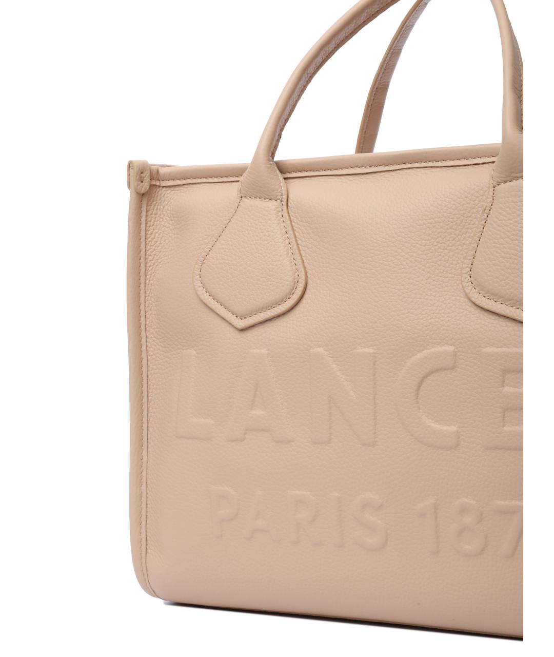 LANCEL Бежевая кожаная сумка через плечо, фото 5