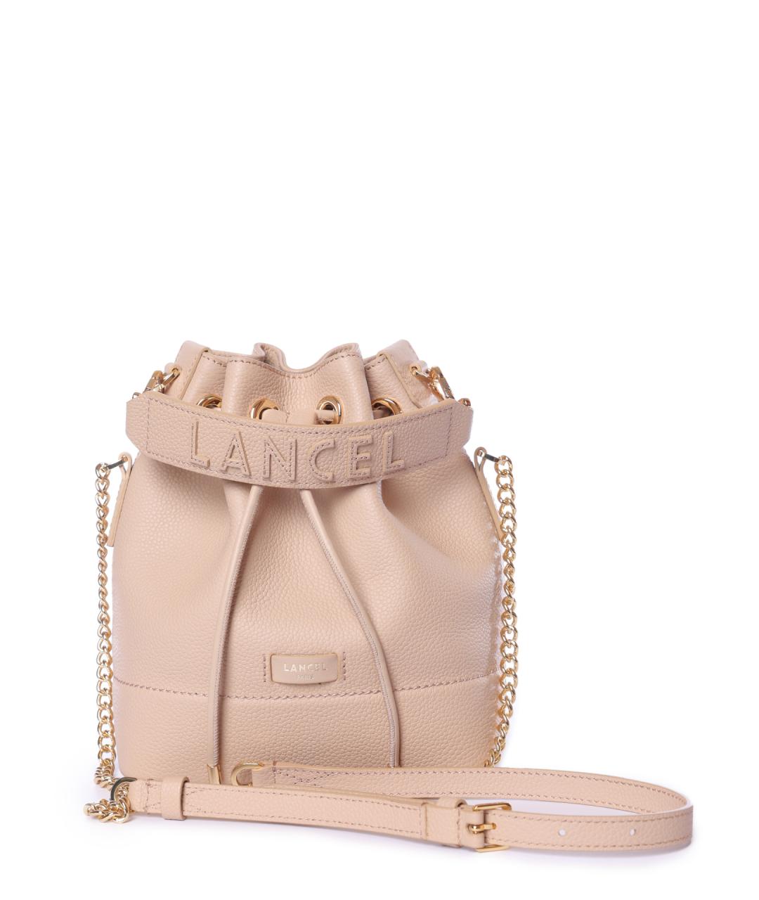 LANCEL Бежевая кожаная сумка через плечо, фото 2