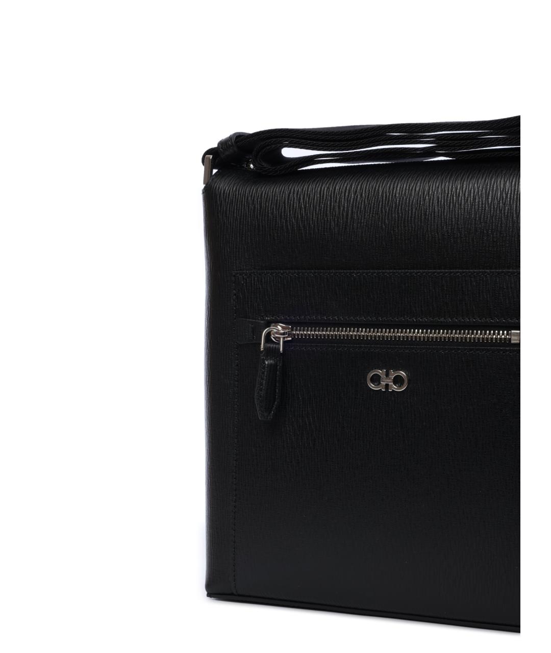 FERRAGAMO Черная кожаная сумка на плечо, фото 4