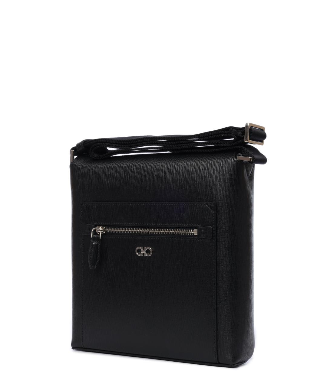 FERRAGAMO Черная кожаная сумка на плечо, фото 2