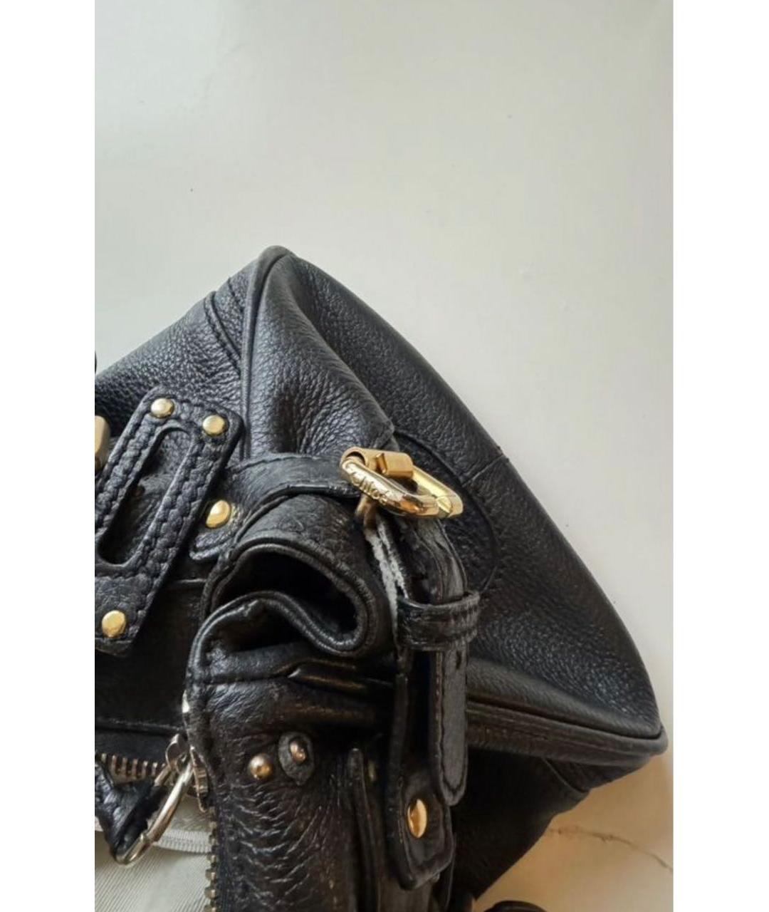 CHLOE Черная кожаная сумка с короткими ручками, фото 5