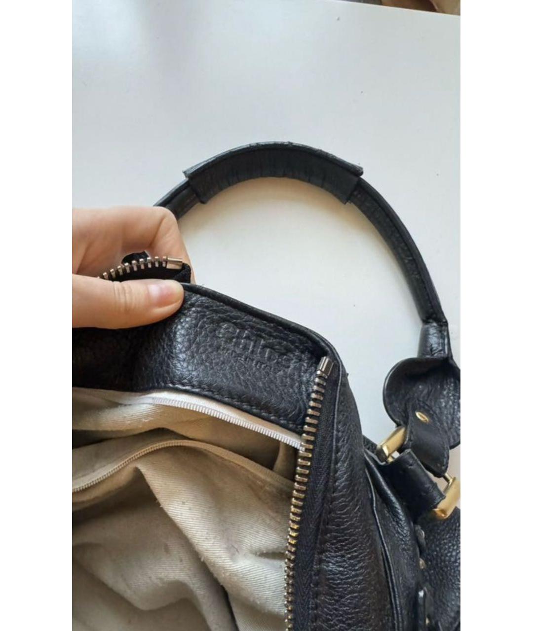 CHLOE Черная кожаная сумка с короткими ручками, фото 6