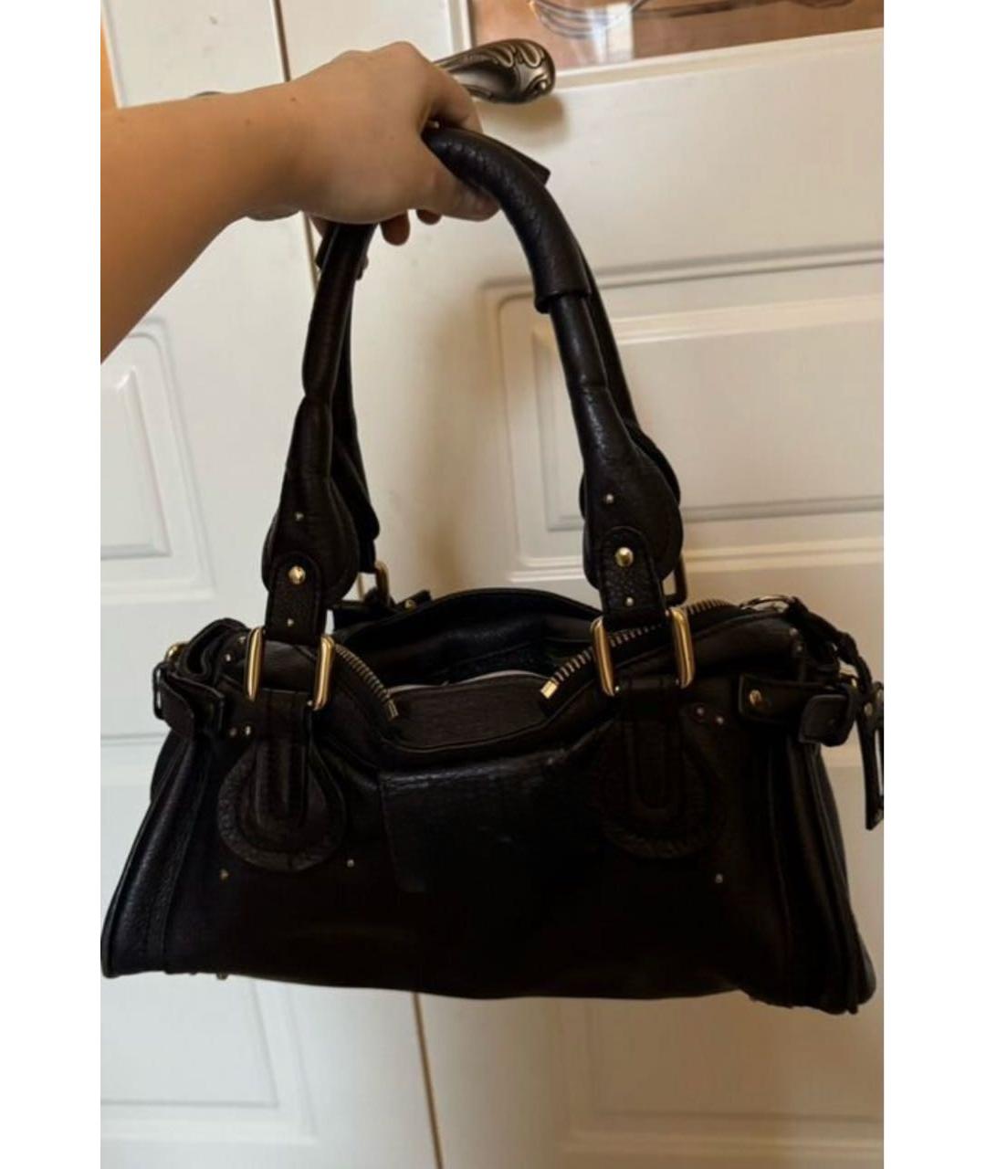 CHLOE Черная кожаная сумка с короткими ручками, фото 3