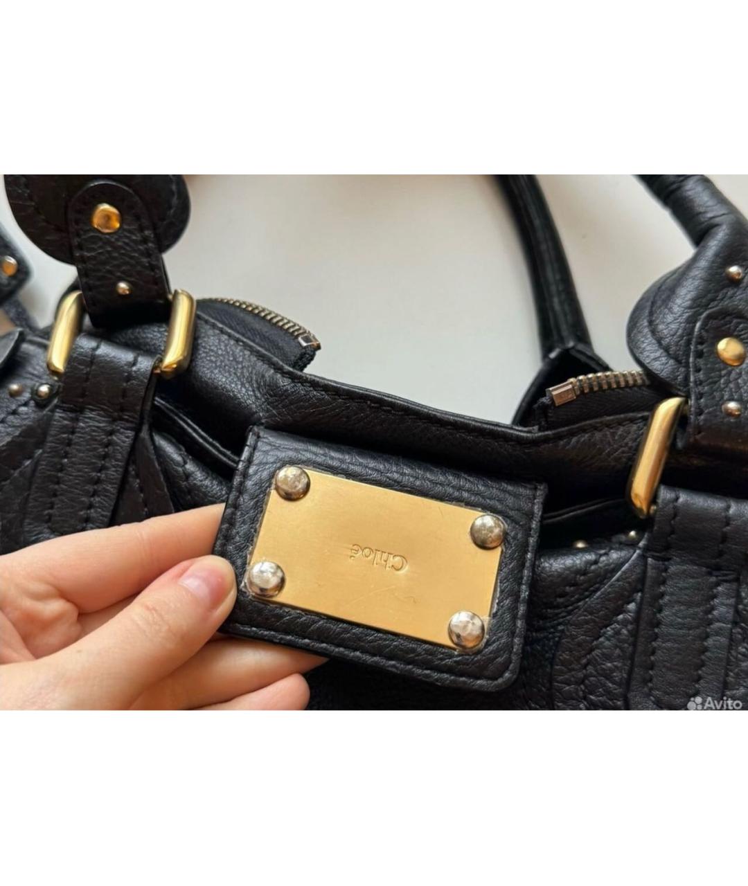 CHLOE Черная кожаная сумка с короткими ручками, фото 7