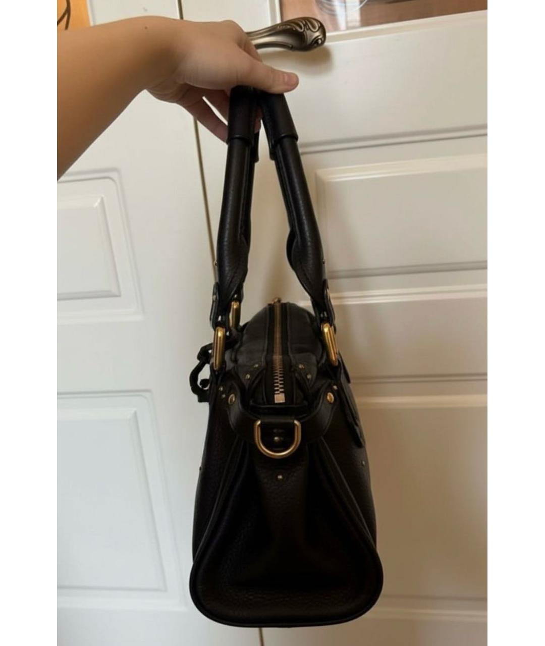 CHLOE Черная кожаная сумка с короткими ручками, фото 2