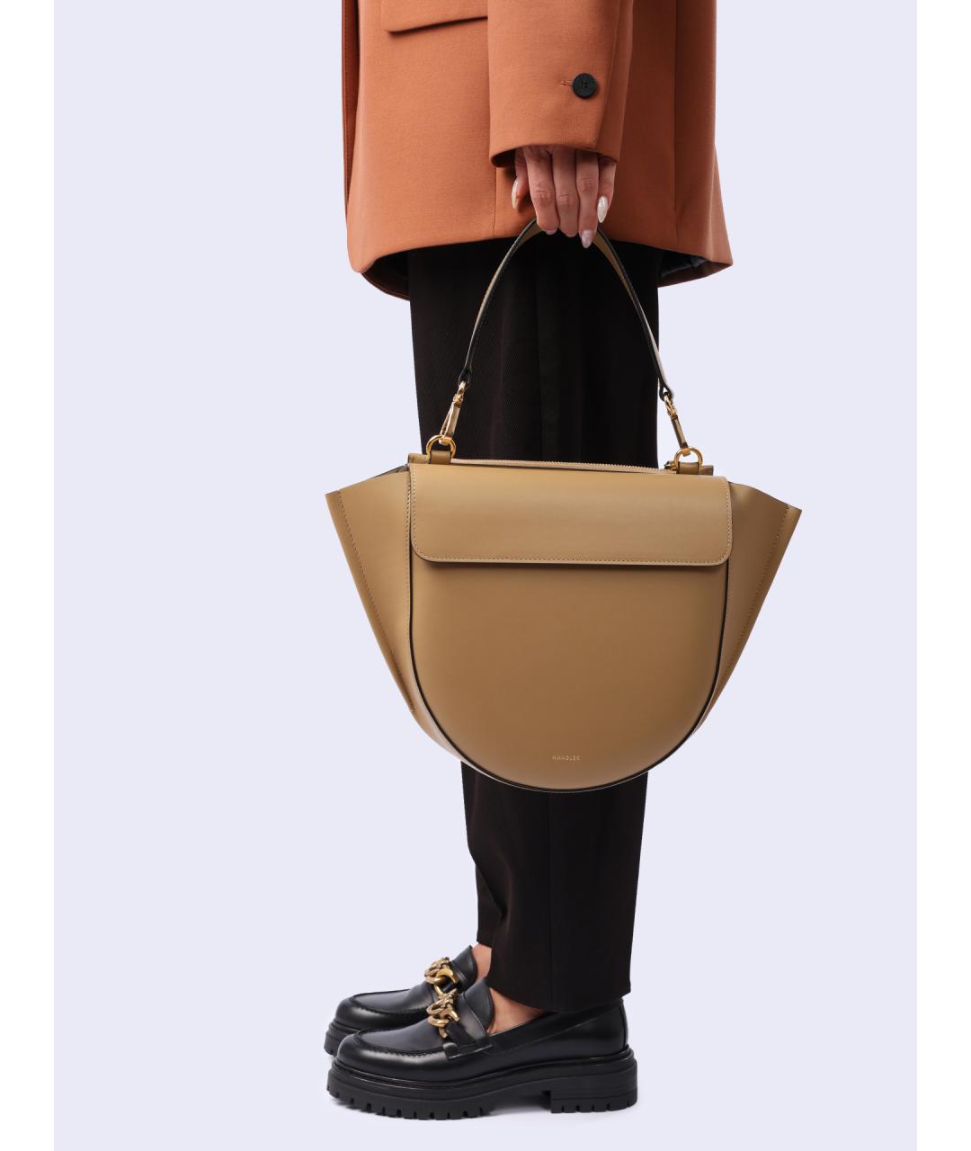 WANDLER Горчичная кожаная сумка с короткими ручками, фото 2