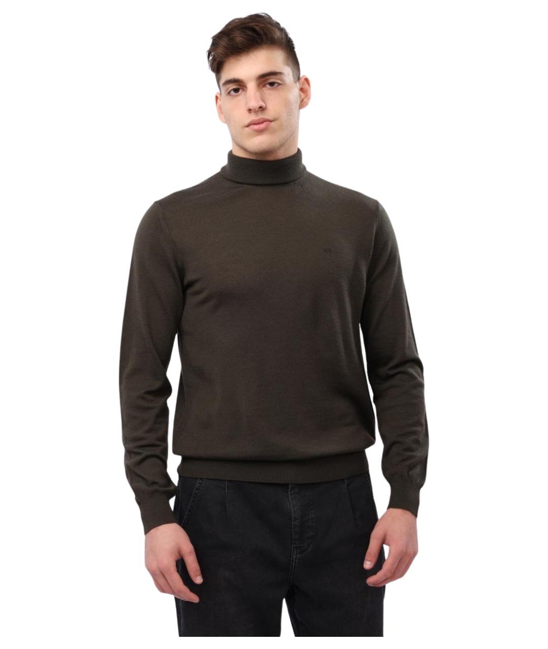 ARMANI EXCHANGE Коричневый шерстяной джемпер / свитер, фото 1