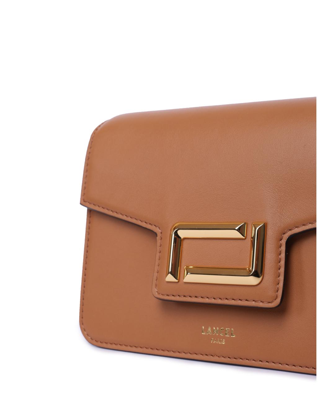 LANCEL Коричневая кожаная сумка через плечо, фото 4