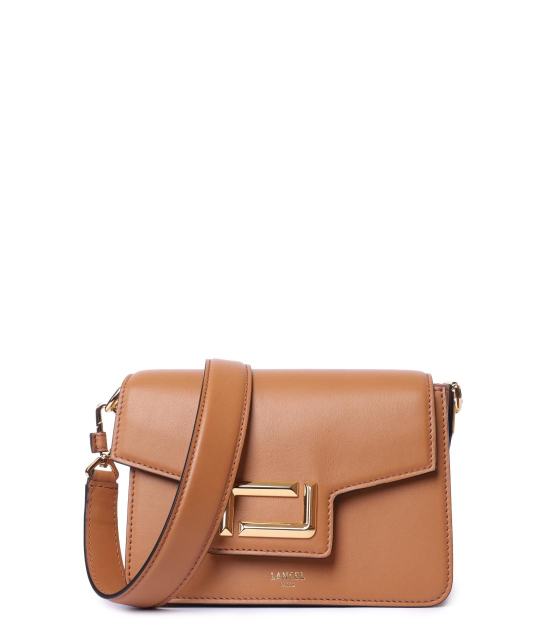 LANCEL Коричневая кожаная сумка через плечо, фото 1