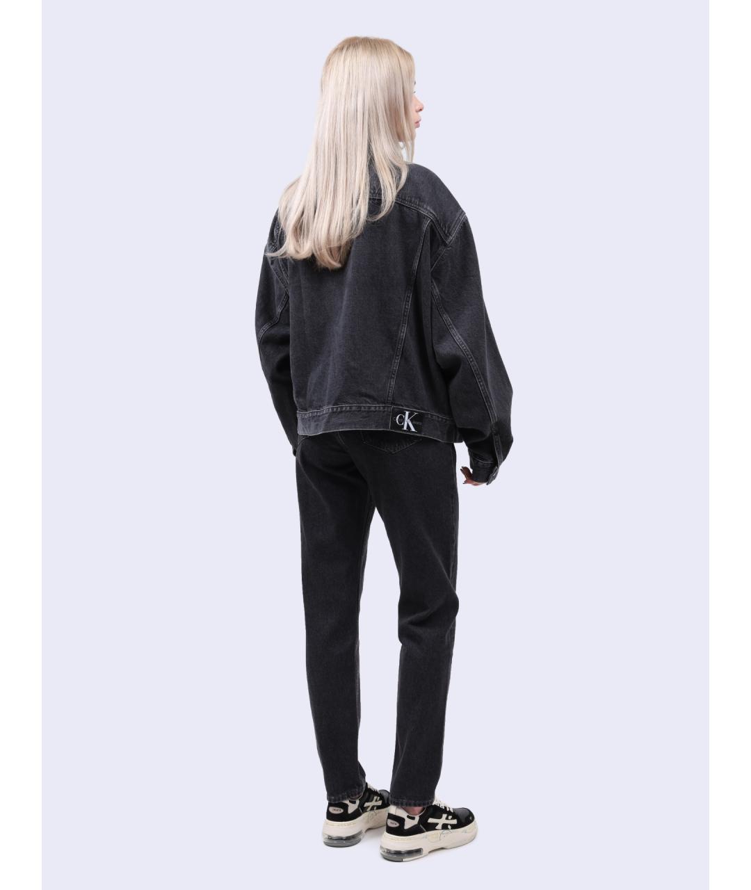 CALVIN KLEIN Черные хлопковые прямые джинсы, фото 2