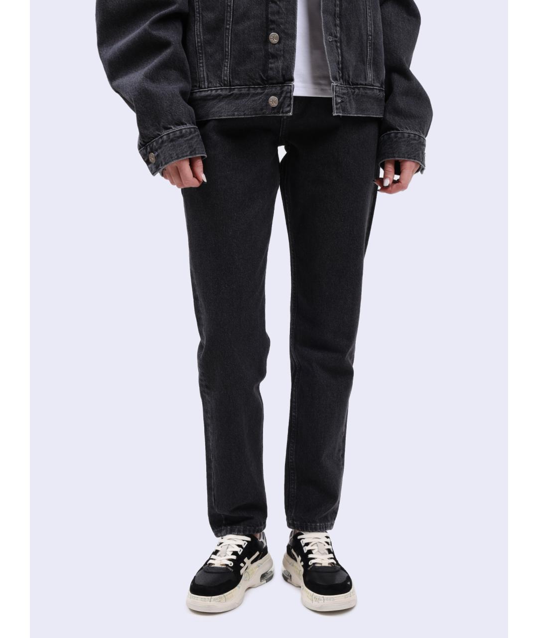CALVIN KLEIN Черные хлопковые прямые джинсы, фото 4