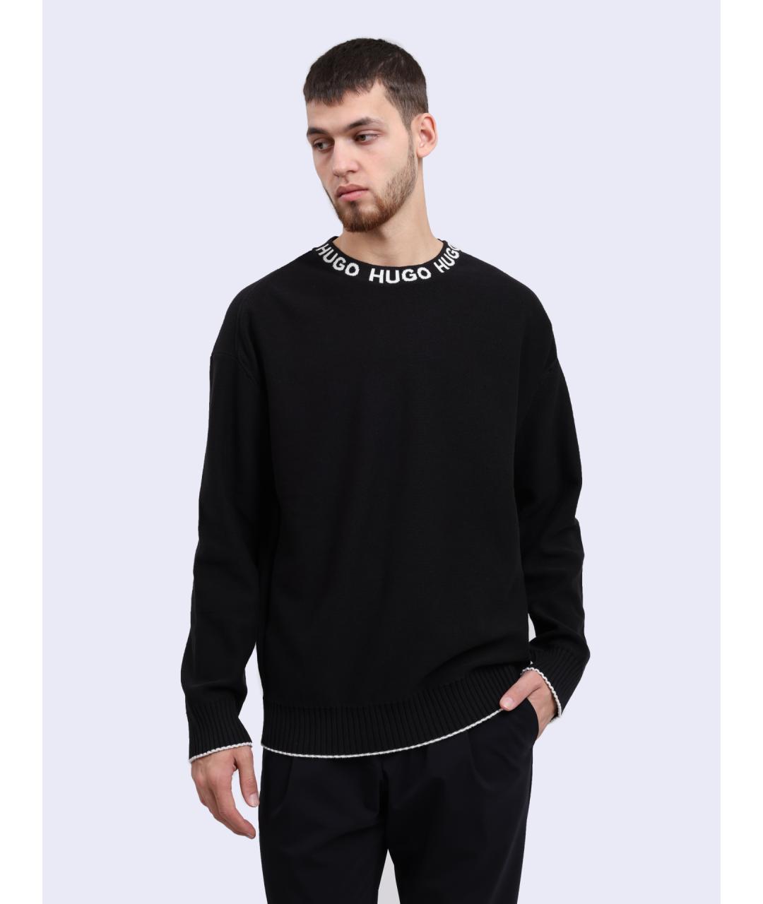 HUGO Черный хлопковый джемпер / свитер, фото 6