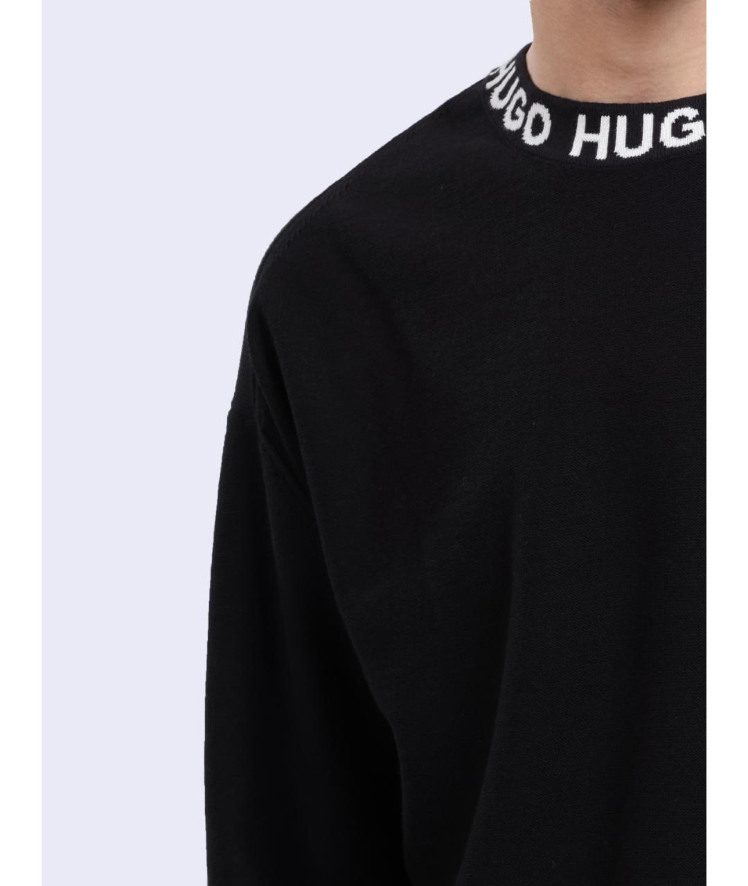 HUGO Черный хлопковый джемпер / свитер, фото 4
