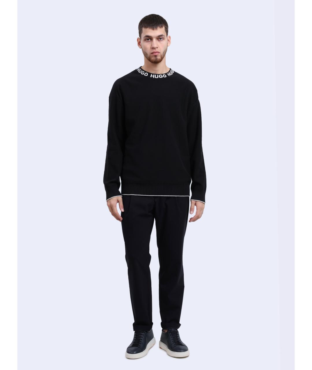 HUGO Черный хлопковый джемпер / свитер, фото 2